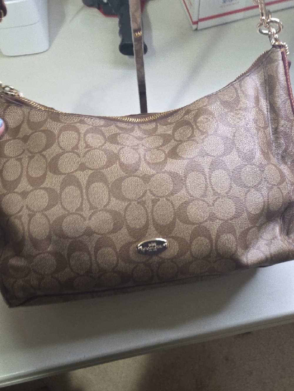 Coach Celeste  Brown Signature Canvas Shoulder Bag with Adjustable Strap - Picture 4 of 8